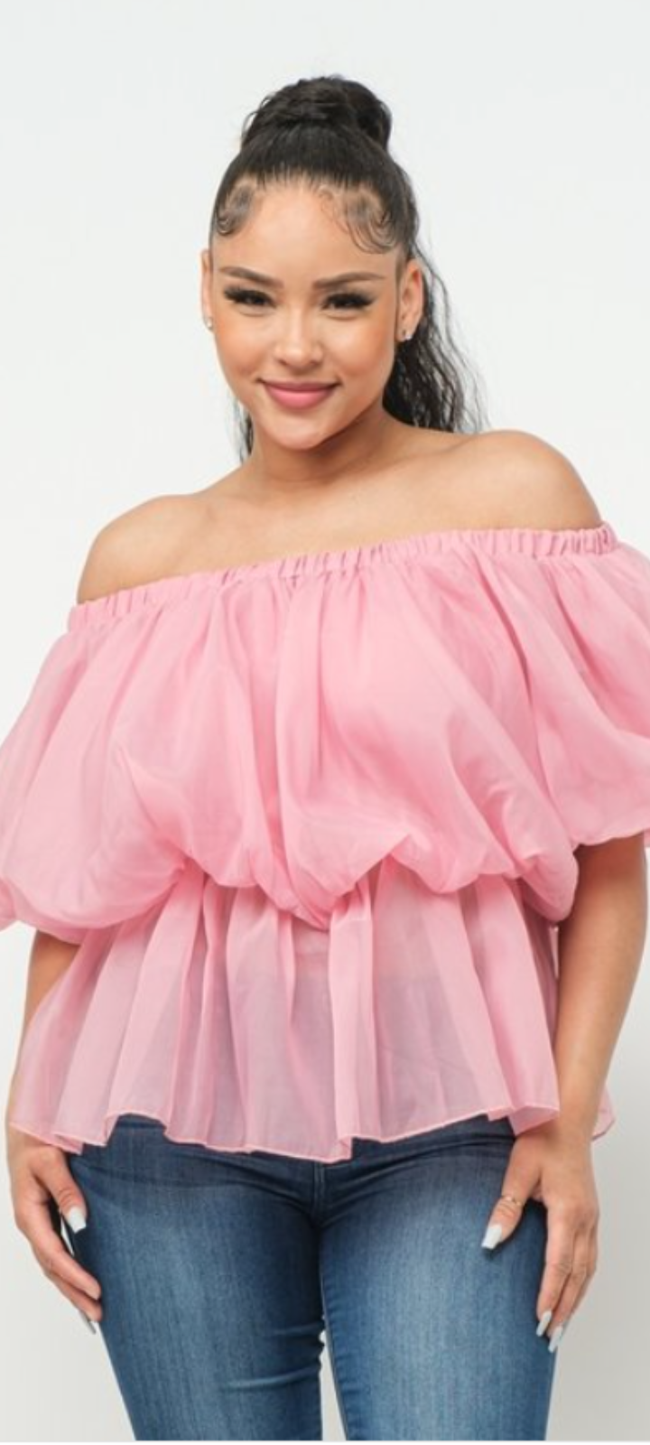 Tulle Off Shoulder Top