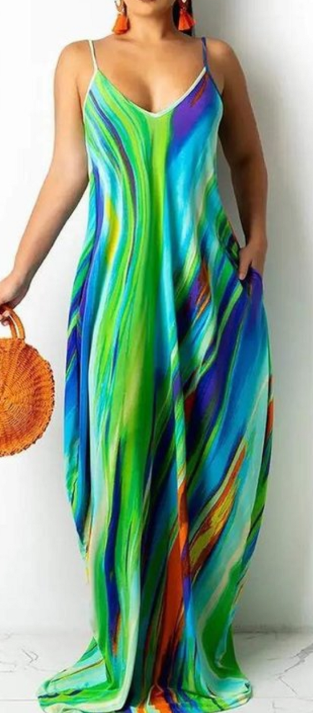 Green Rays Maxi Dress