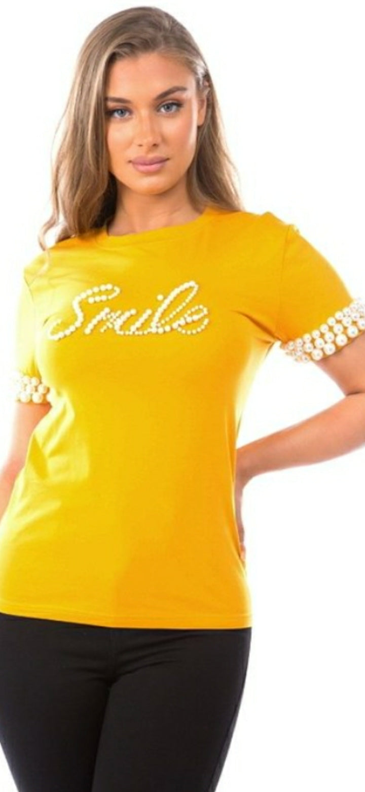 PEARL EMBELLISHED T-SHIRT