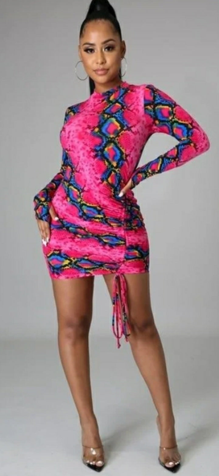 PINK SNAKE MINI DRESS