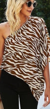 Load image into Gallery viewer, OFF THE SHOULDER ZEBRA STRIPED TOP (KHAKI)
