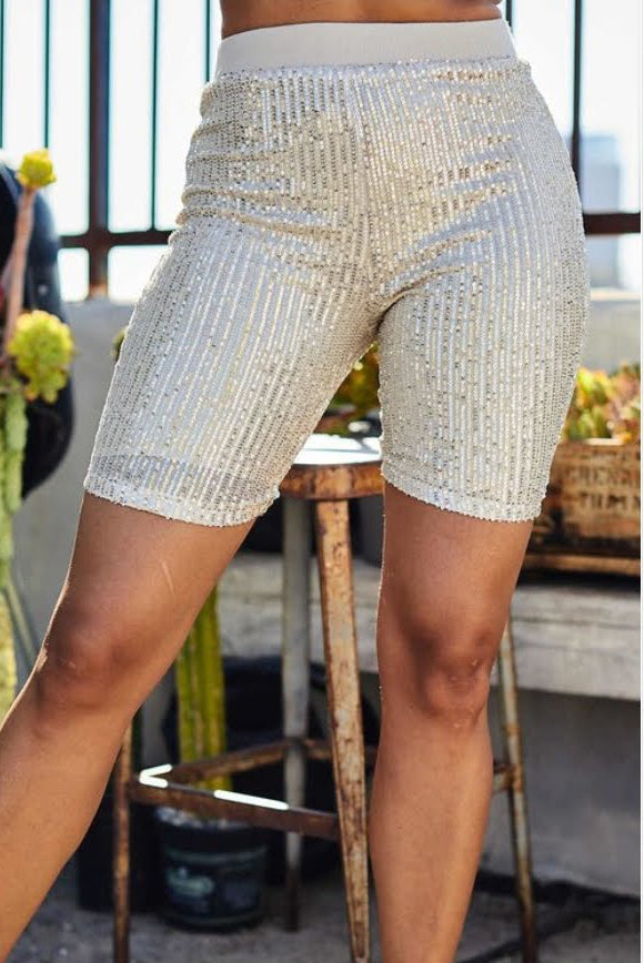 Sequin Biker Shorts (Champagne)